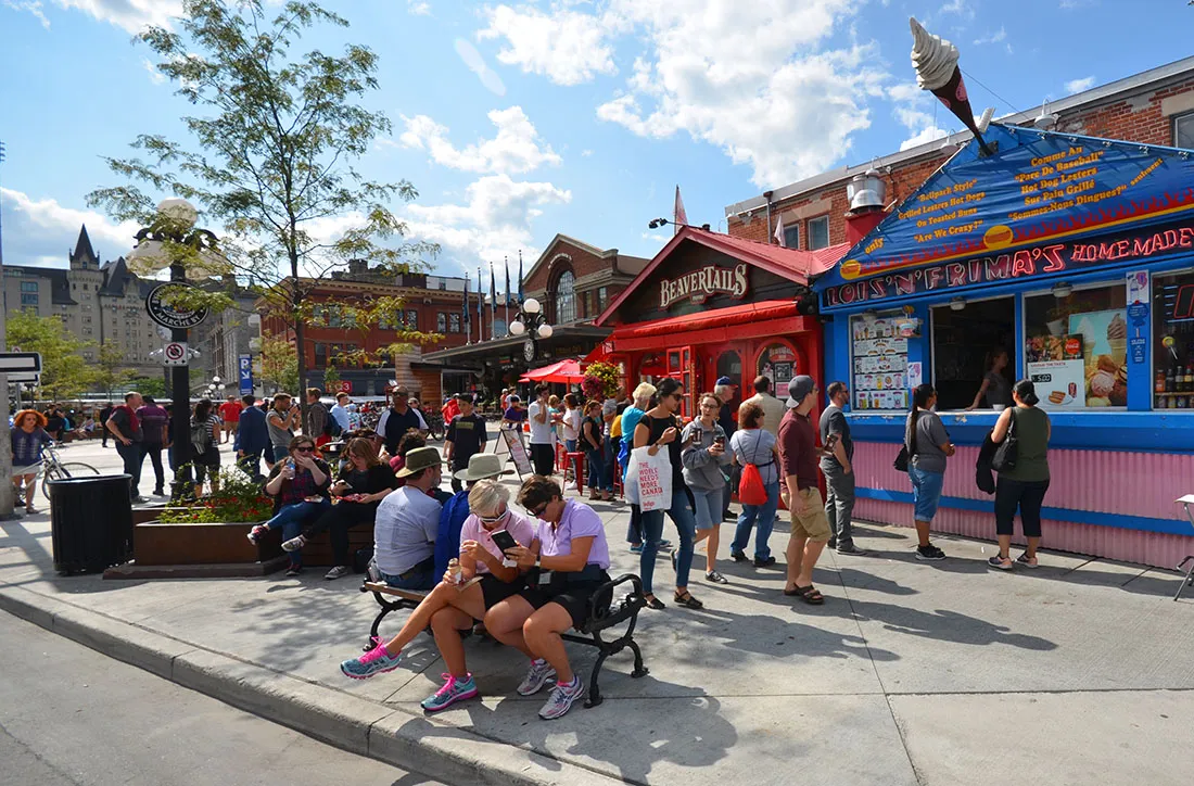 People hanging out at Byward Market