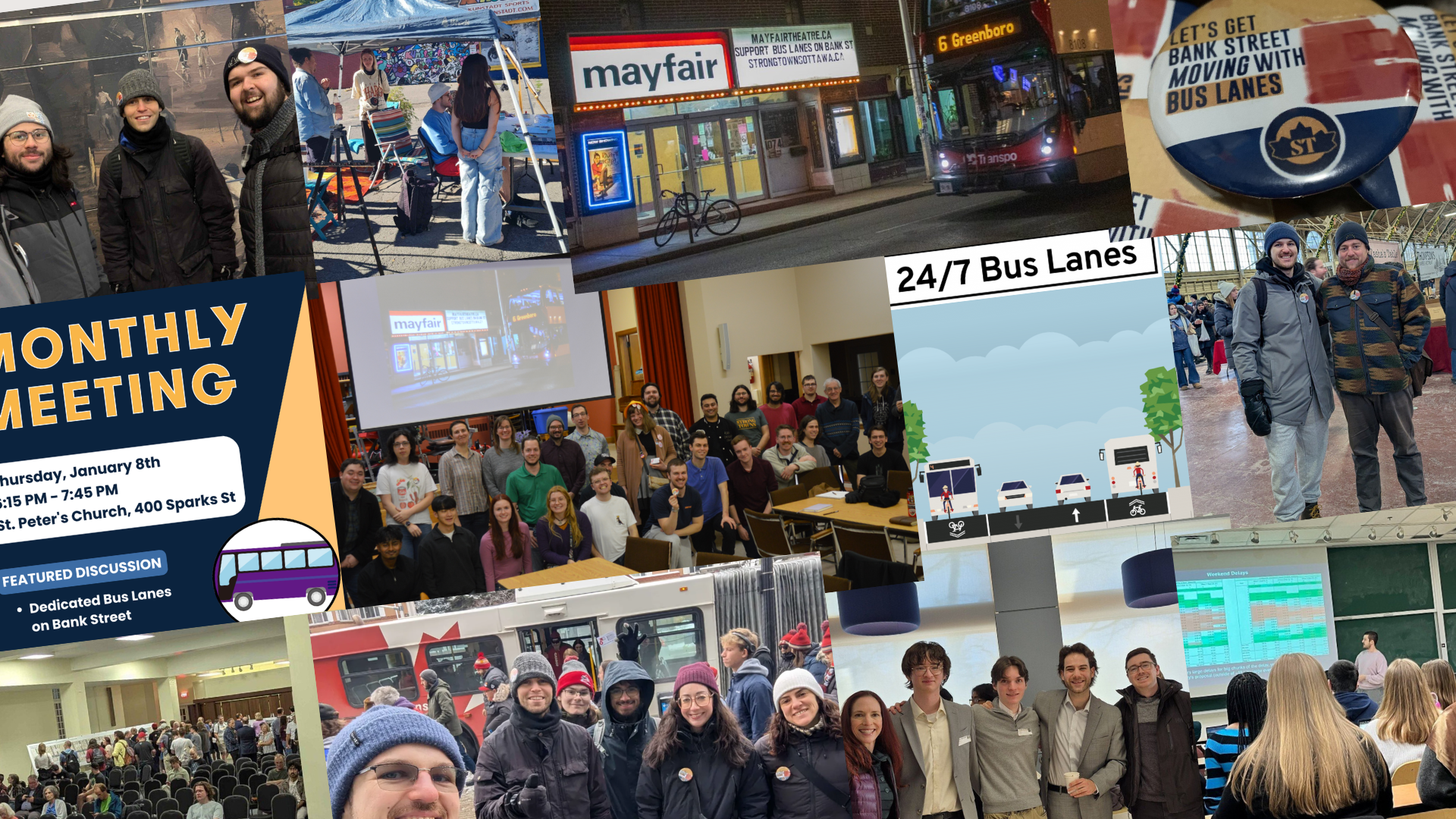 Image collage showing a small collection of our dedicated bus lane campaign events