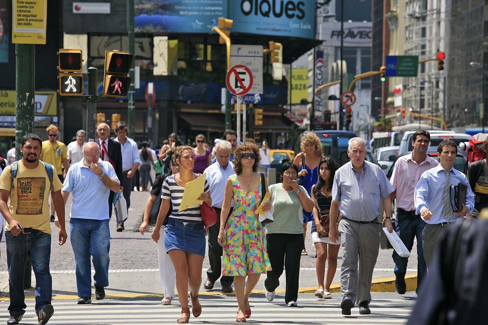 Pedestrians crossing the street